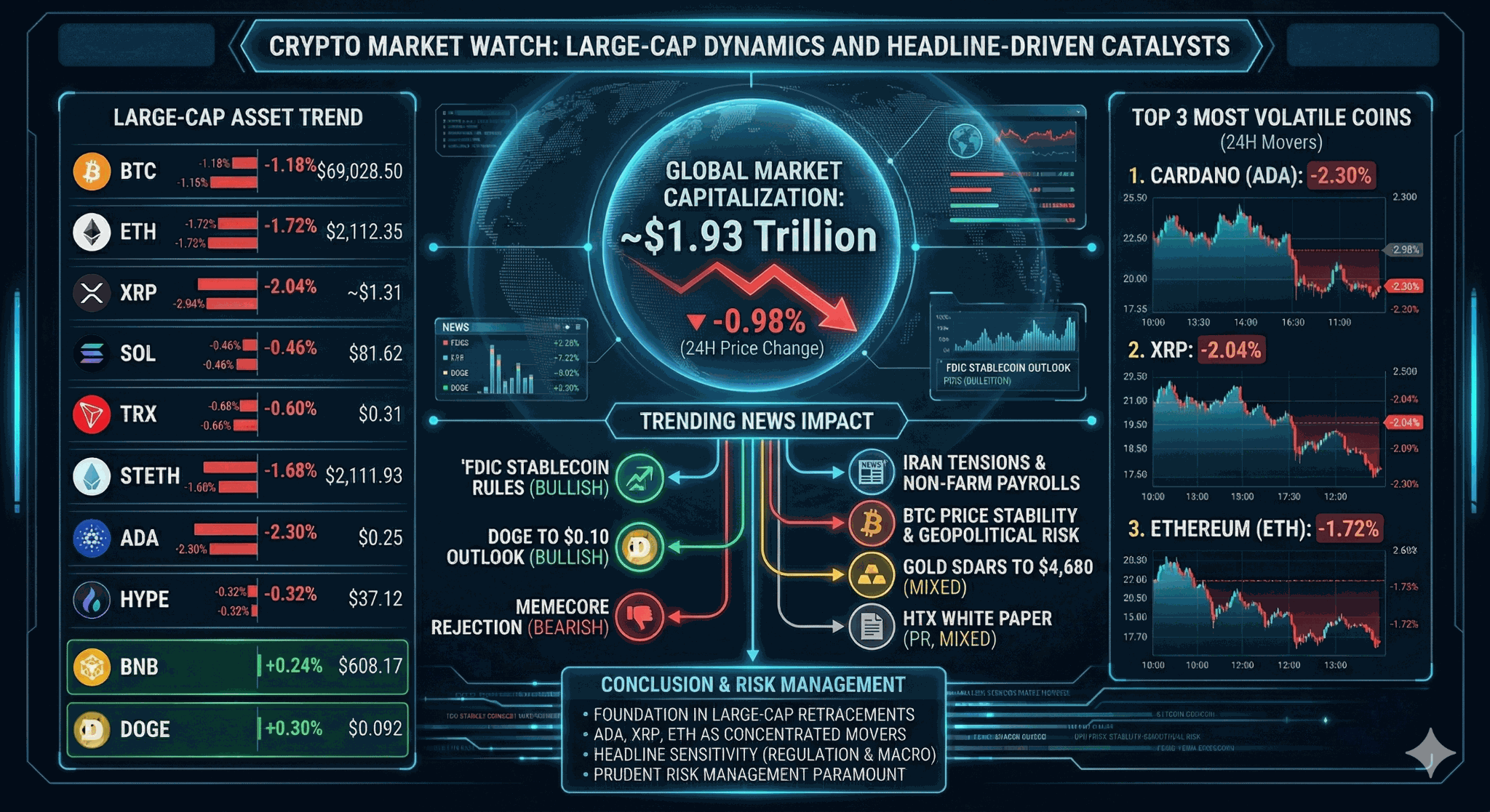 Crypto Market Watch: Large-Cap Dynamics and Headline-Driven Catalysts