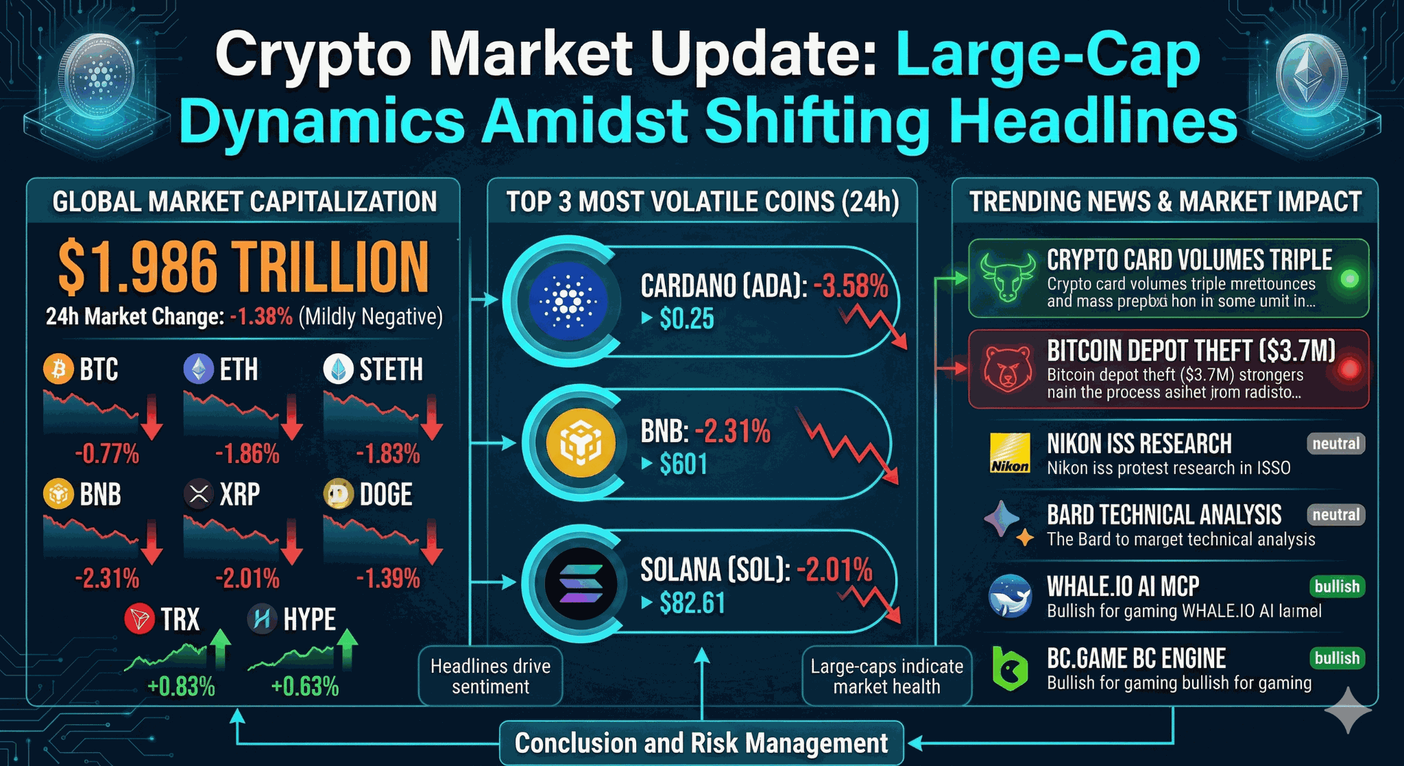 Crypto Market Update: Large-Cap Dynamics Amidst Shifting Headlines