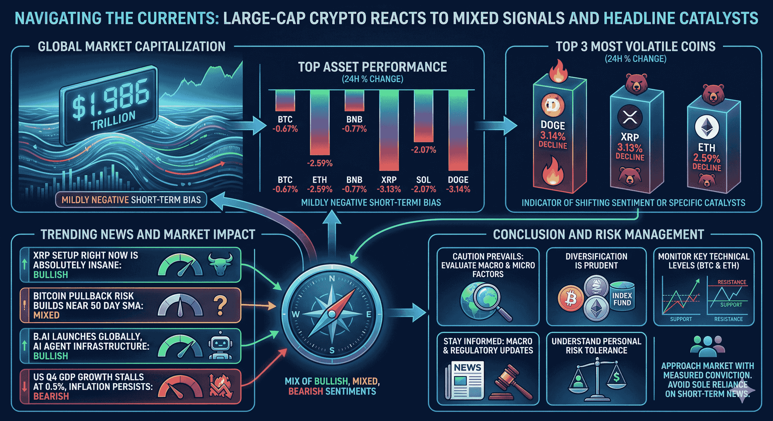 Navigating the Currents: Large-Cap Crypto Reacts to Mixed Signals and Headline Catalysts