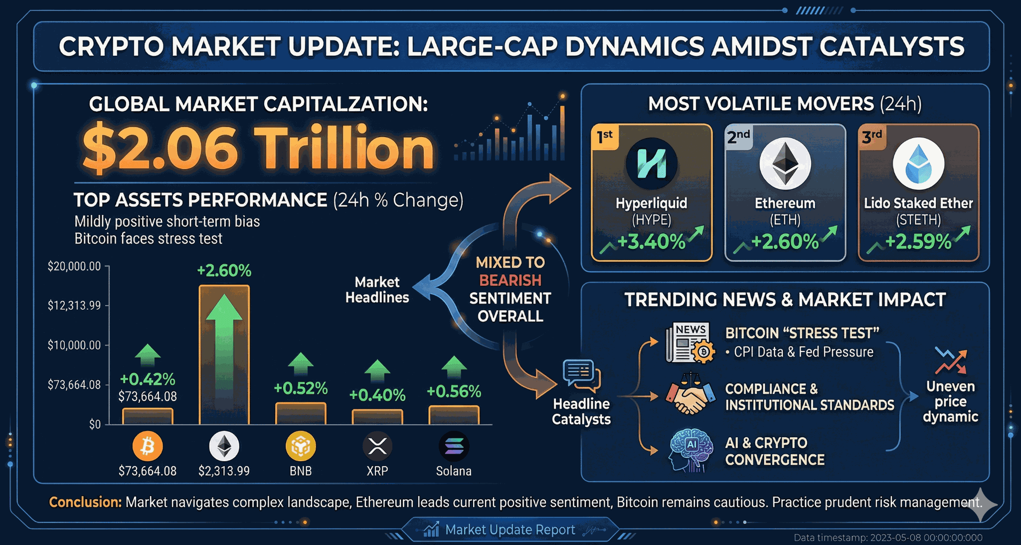 Crypto Market Update: Large-Cap Dynamics Amidst Headline Catalysts and Uneven Price Action
