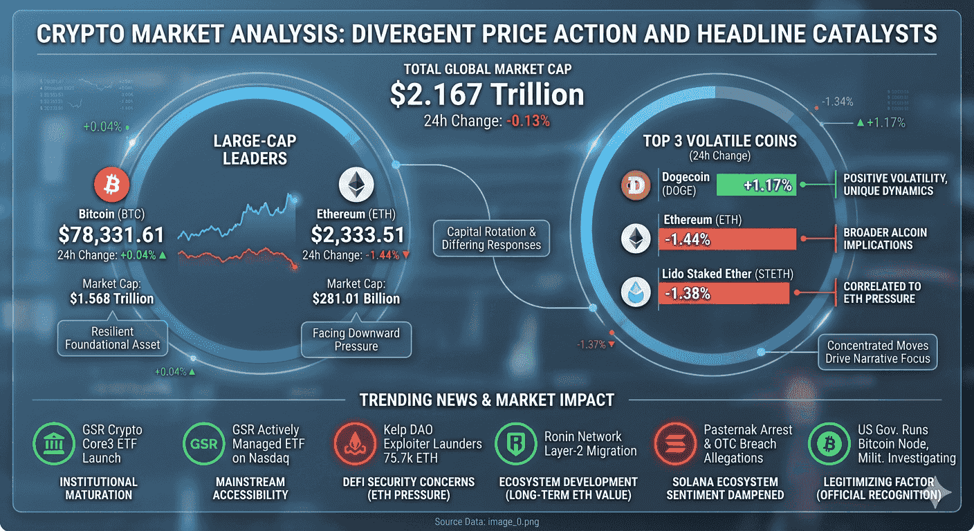 Uneven Price Action and Headline Catalysts Shape Large-Cap Crypto Markets