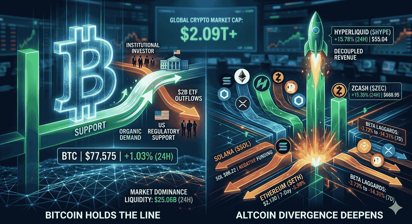 Bitcoin Holds the Line as Institutional Currents Clash