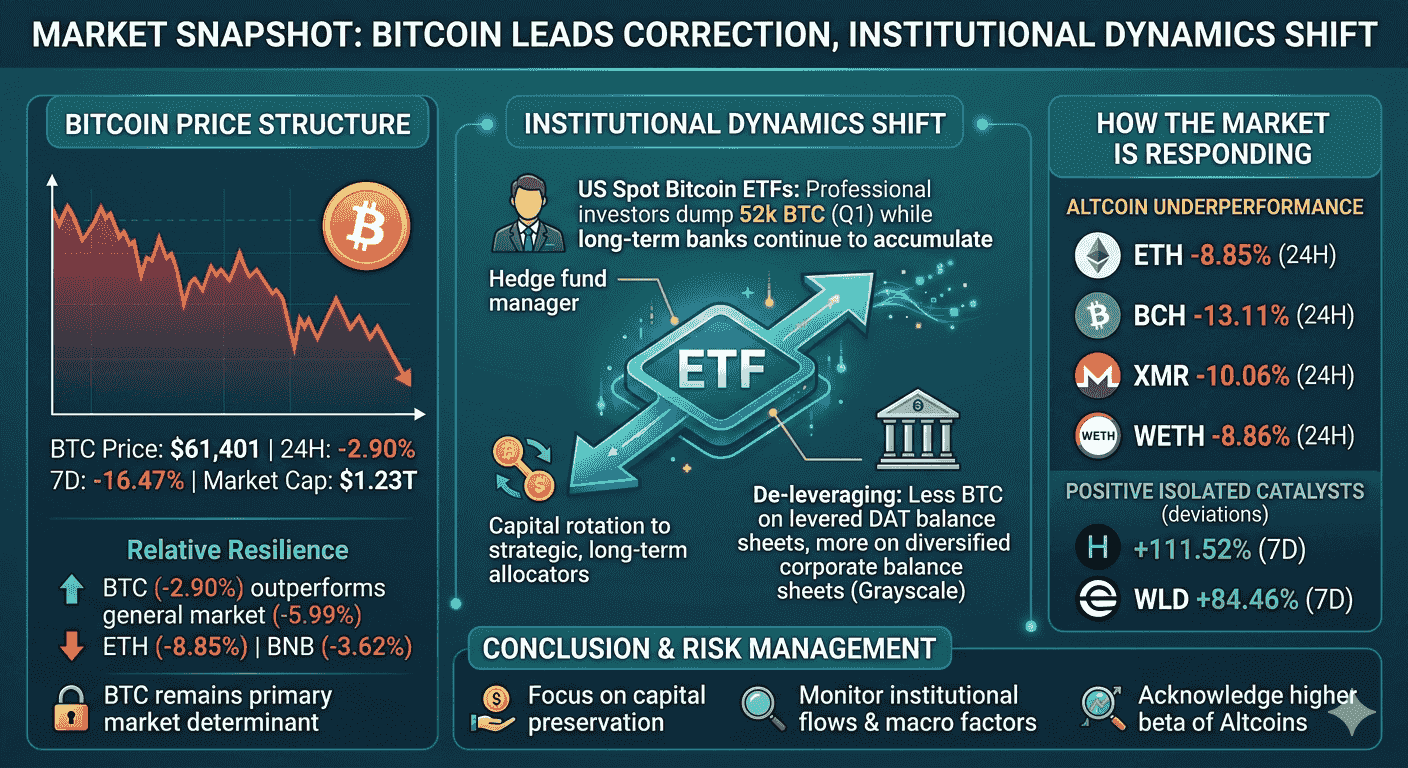 Bitcoin Leads Market Correction as Institutional Dynamics Shift
