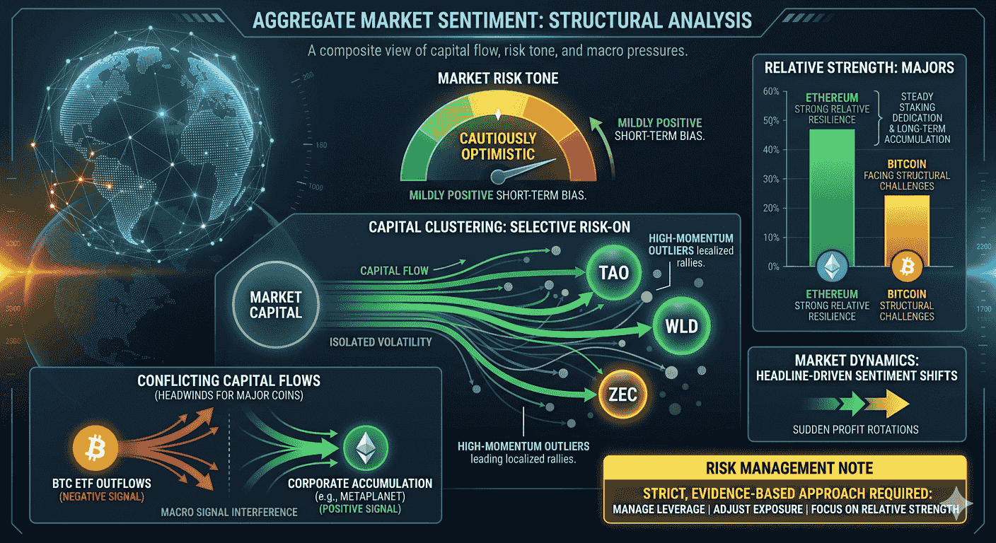 Sentiment Watch: Risk Appetite and Macro Pressures Shape Crypto Market Direction