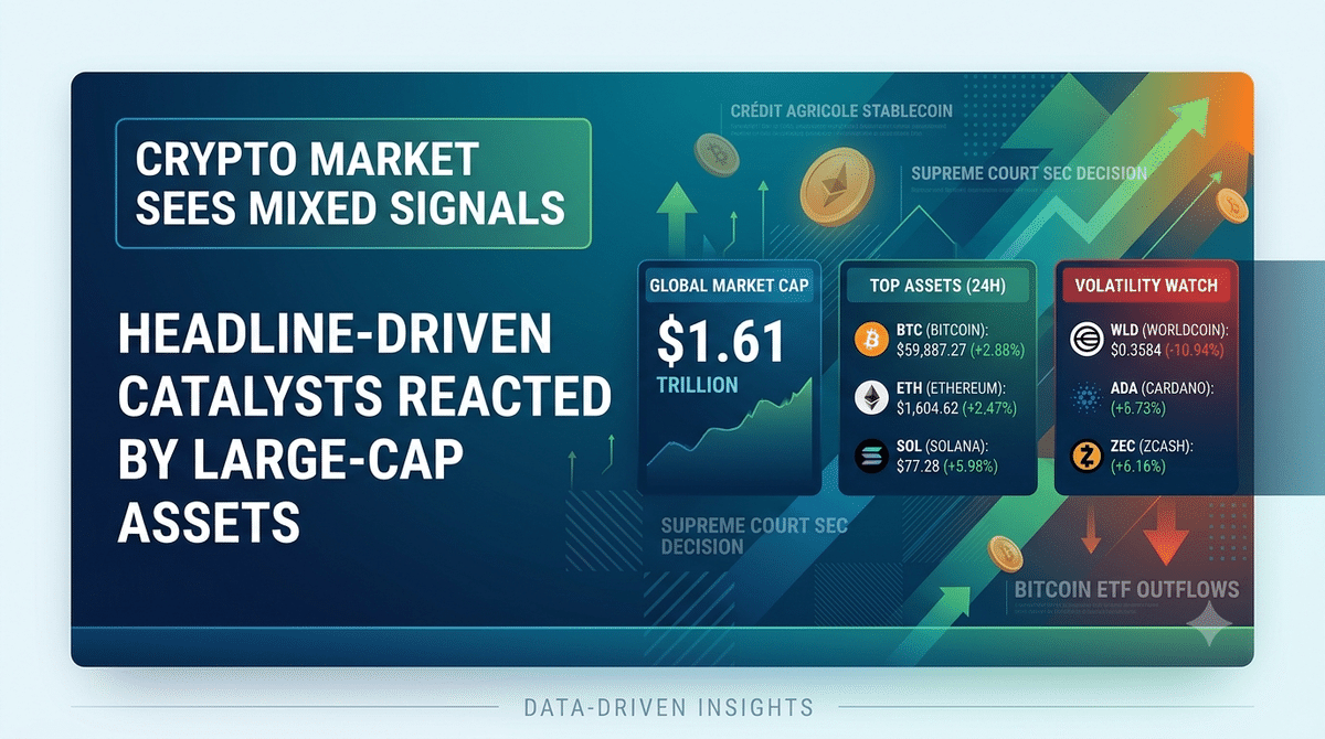 Crypto Market Sees Mixed Signals as Large-Cap Assets React to Headline-Driven Catalysts