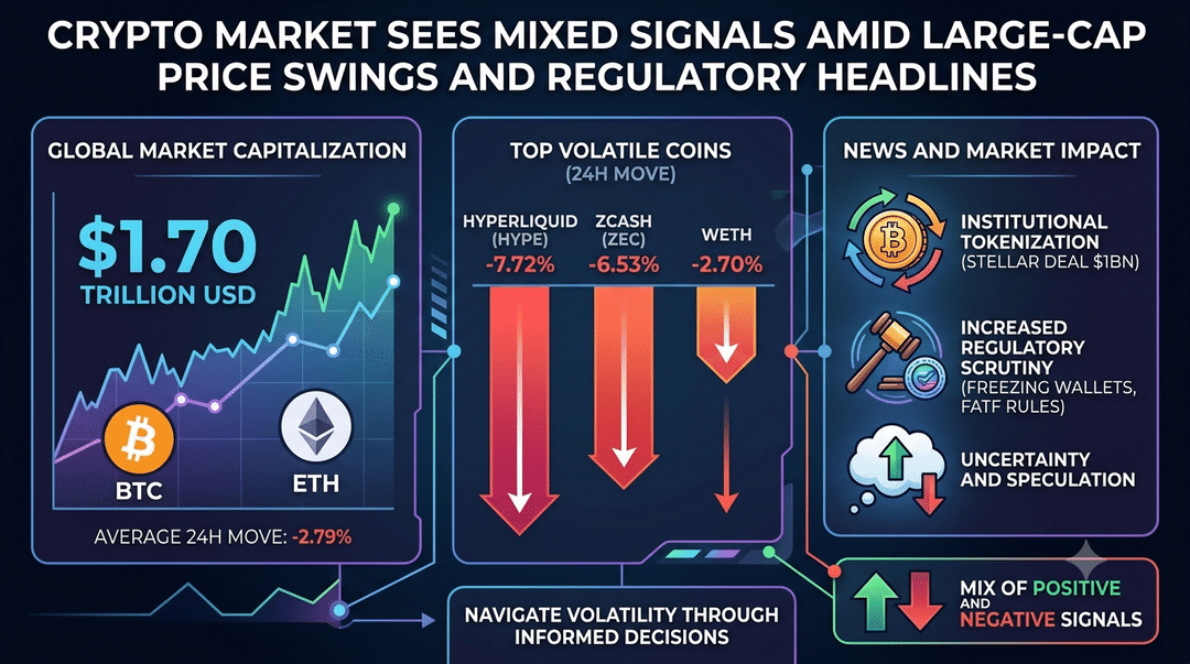 Crypto Market Sees Mixed Signals Amid Large-Cap Price Swings and Regulatory Headlines