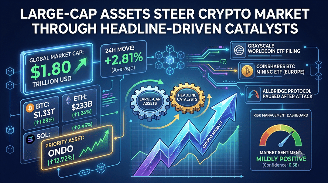 Large-Cap Assets Steer Crypto Market Through Headline-Driven Catalysts and Uneven Price Movement