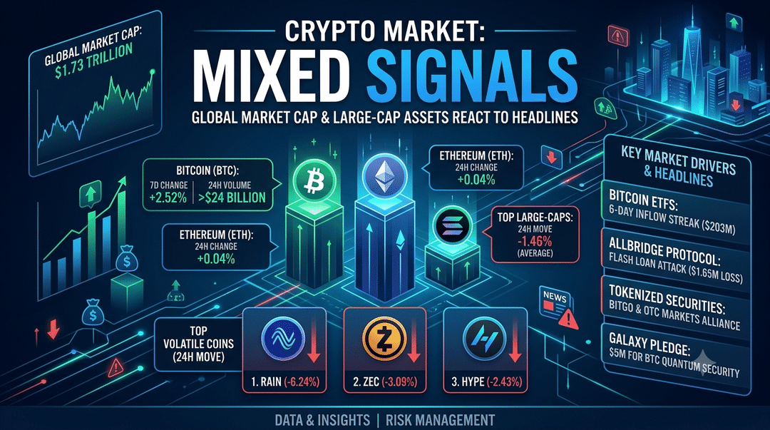 Crypto Market Sees Mixed Signals as Large-Cap Assets React to Headline-Driven Catalysts