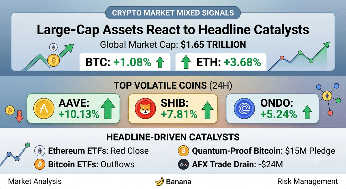 Crypto Market Sees Mixed Signals as Large-Cap Assets React to Headline-Driven Catalysts