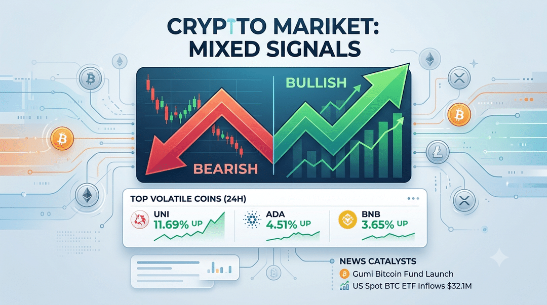Crypto Market Sees Mixed Signals as Large-Cap Assets React to Headline-Driven Catalysts