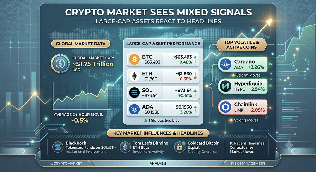 Crypto Market Sees Mixed Signals as Large-Cap Assets React to Headlines