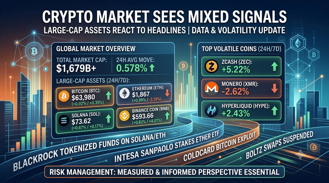 Crypto Market Sees Mixed Signals as Large-Cap Assets React to Headlines
