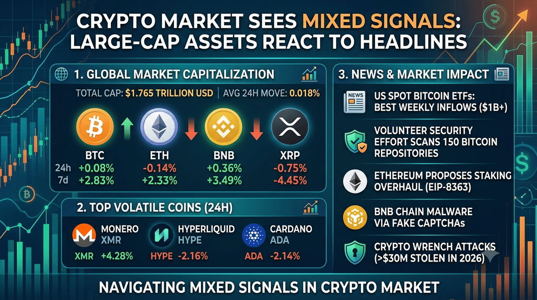 Crypto Market Sees Mixed Signals as Large-Cap Assets React to Headlines
