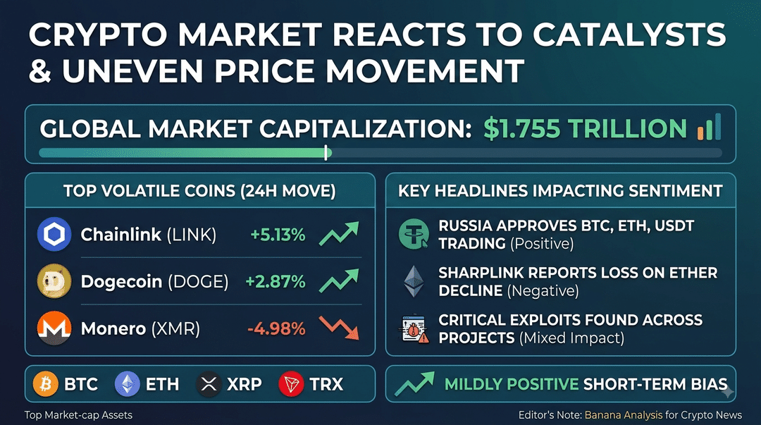 Crypto Market Reacts to Mix of Headline-Driven Catalysts and Uneven Price Movement