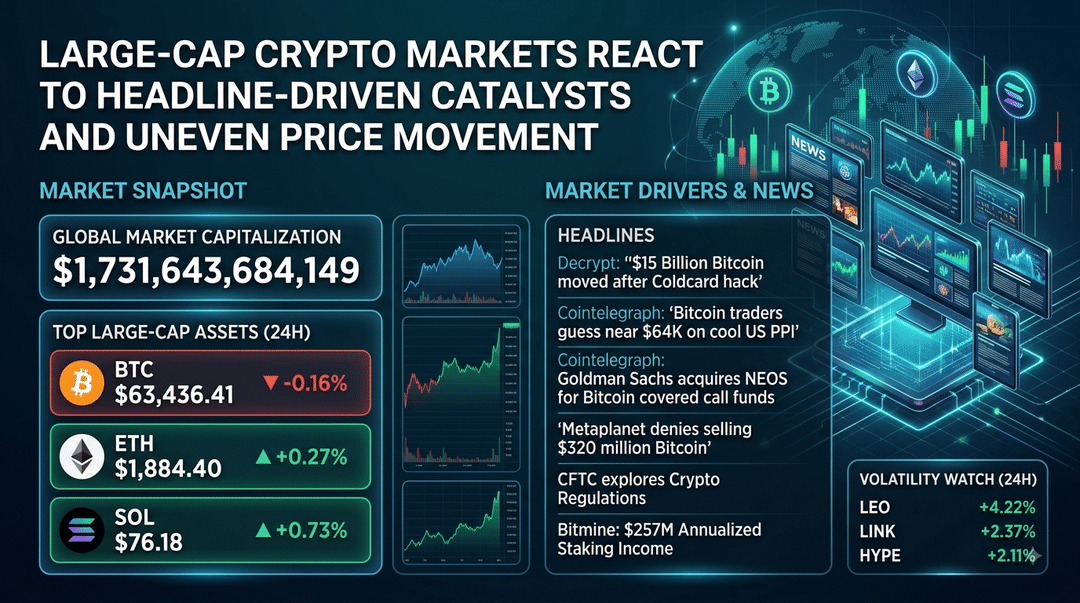 Large-Cap Crypto Markets React to Headline-Driven Catalysts and Uneven Price Movement