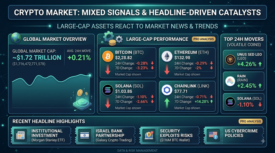 Crypto Market Sees Mixed Signals as Large-Cap Assets React to Headline-Driven Catalysts