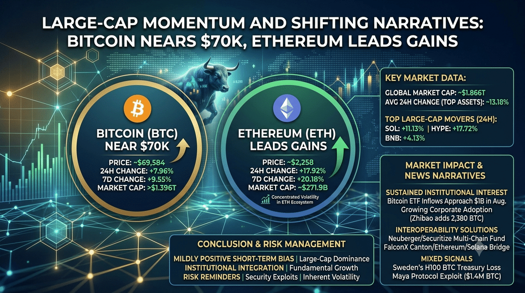 Large-Cap Momentum and Shifting Narratives: Bitcoin Nears $70K, Ethereum Leads Gains