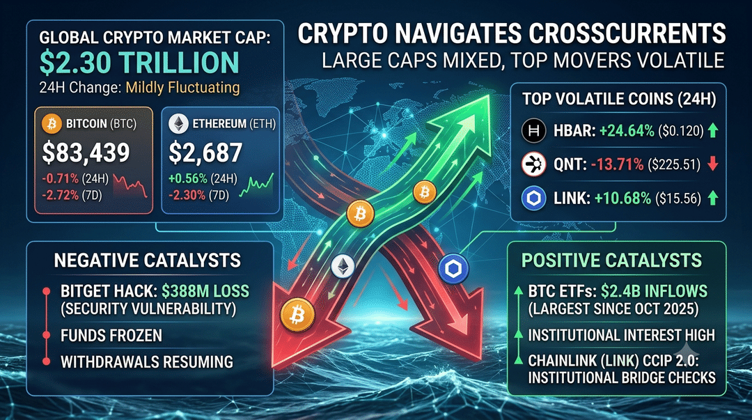 Crypto Navigates Crosscurrents: Large Caps Show Mixed Signals Amid Key Headlines